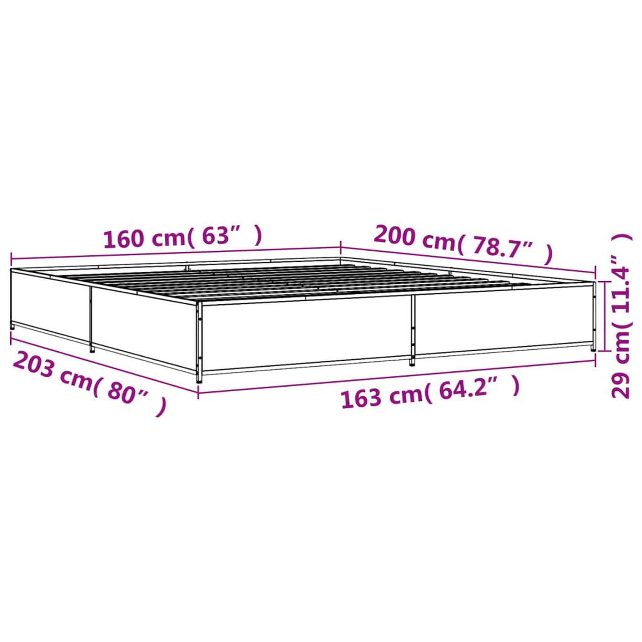 Voir la diapositive 6 : VIDAXL Cadre de lit sans matelas noir 160x200 cm
