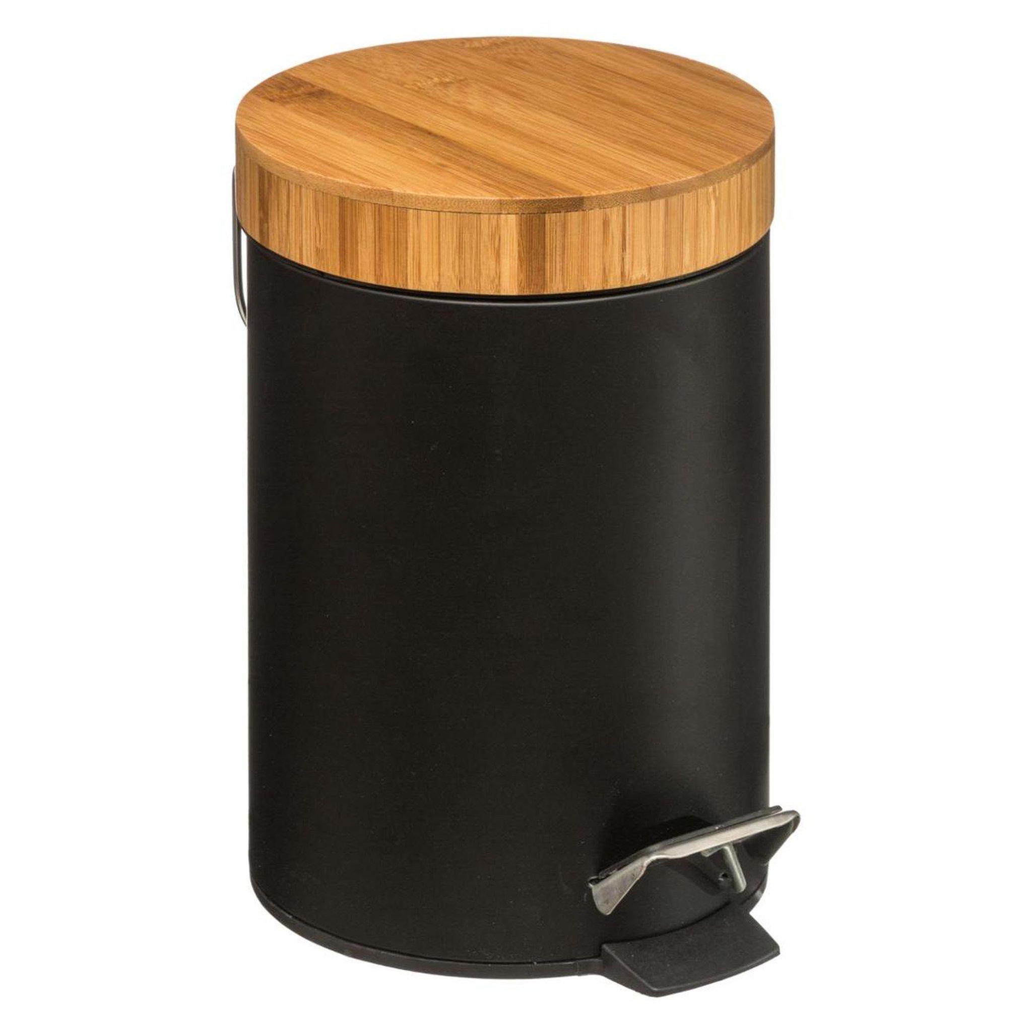 ATMOSPHERA Poubelle à pédale en bambou natureo - 3 l. Coloris disponibles : Blanc, Noir