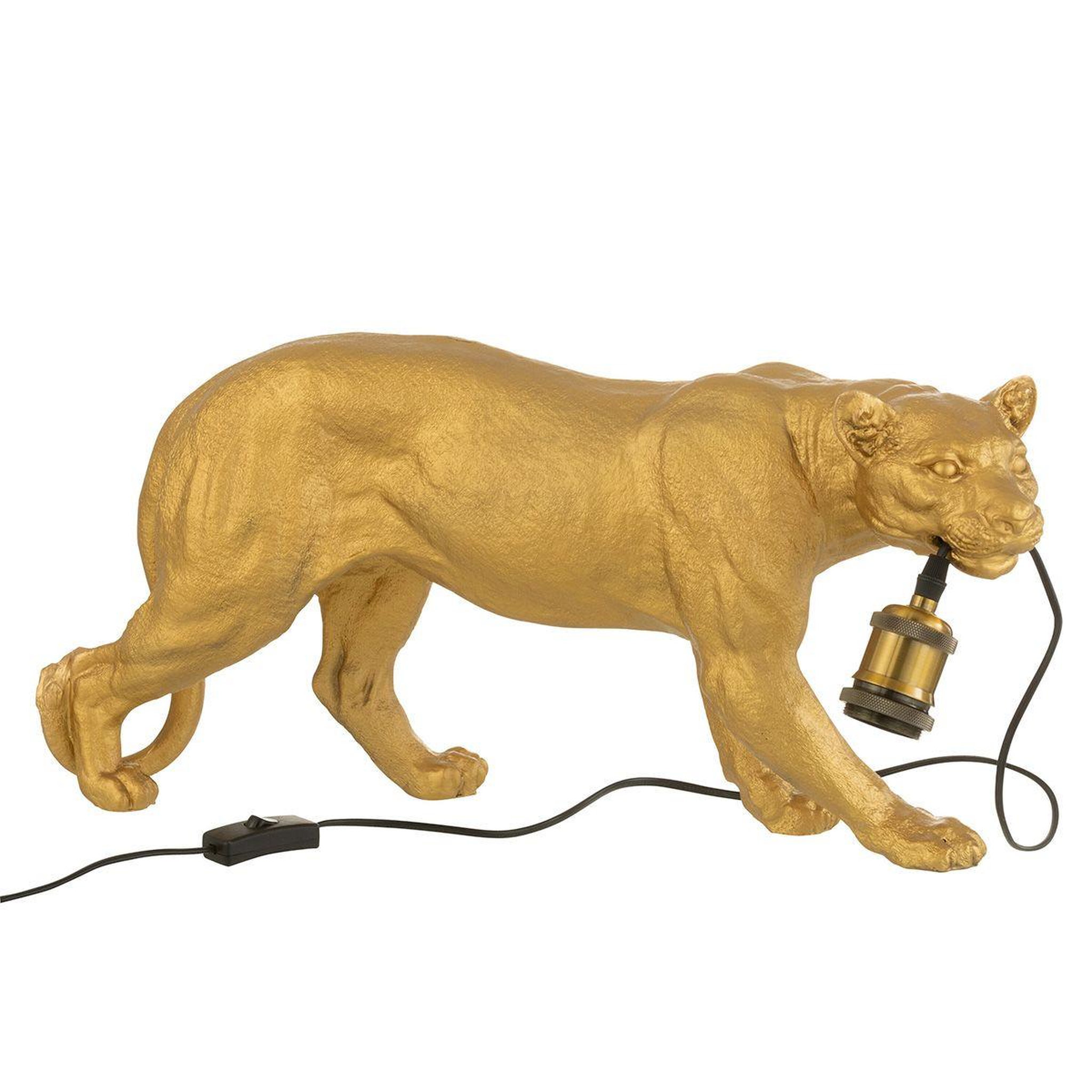Voir la diapositive 3 : J-LINE Lampe à Poser en Résine  Puma  58cm Or