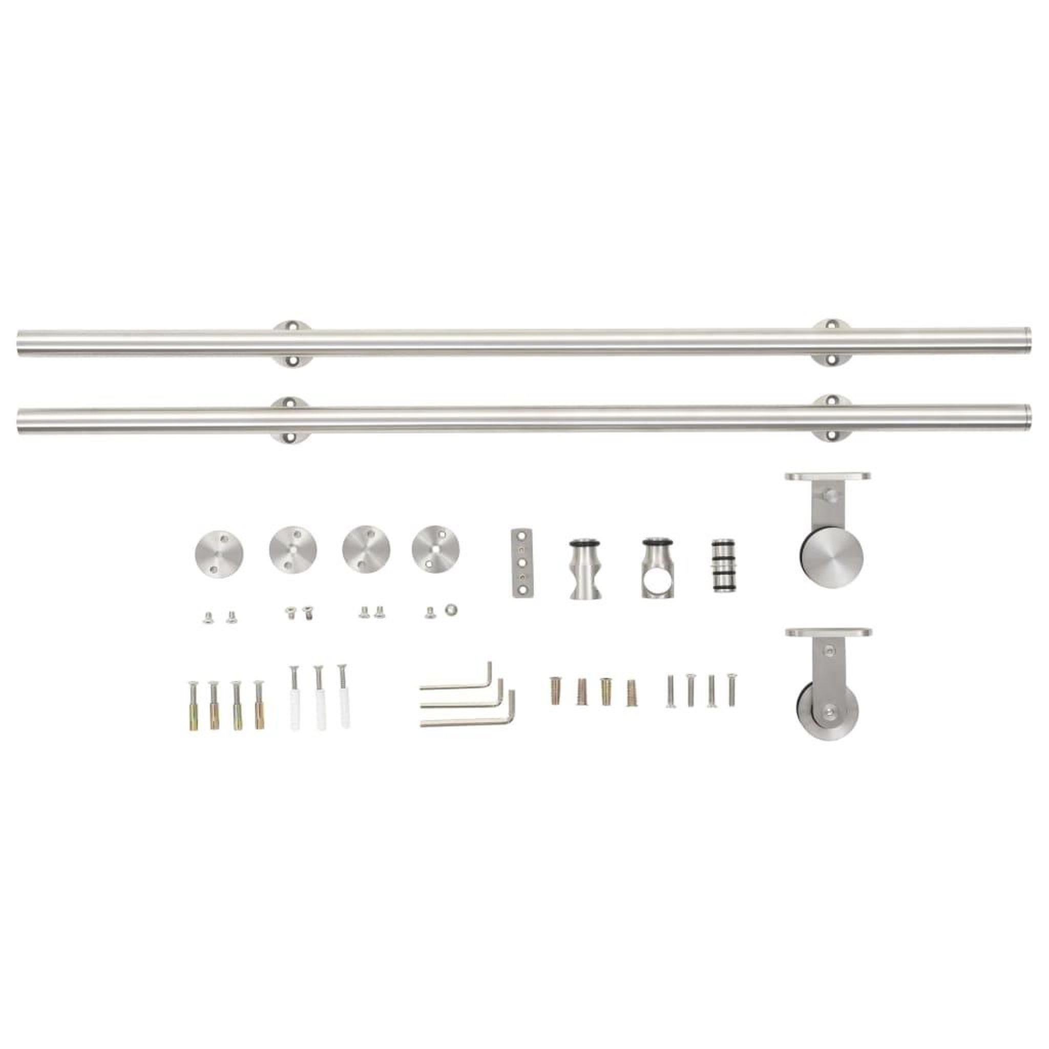 Voir la diapositive 4 : VIDAXL Kit fixation porte coulissante 183 cm Acier inoxydable Argente