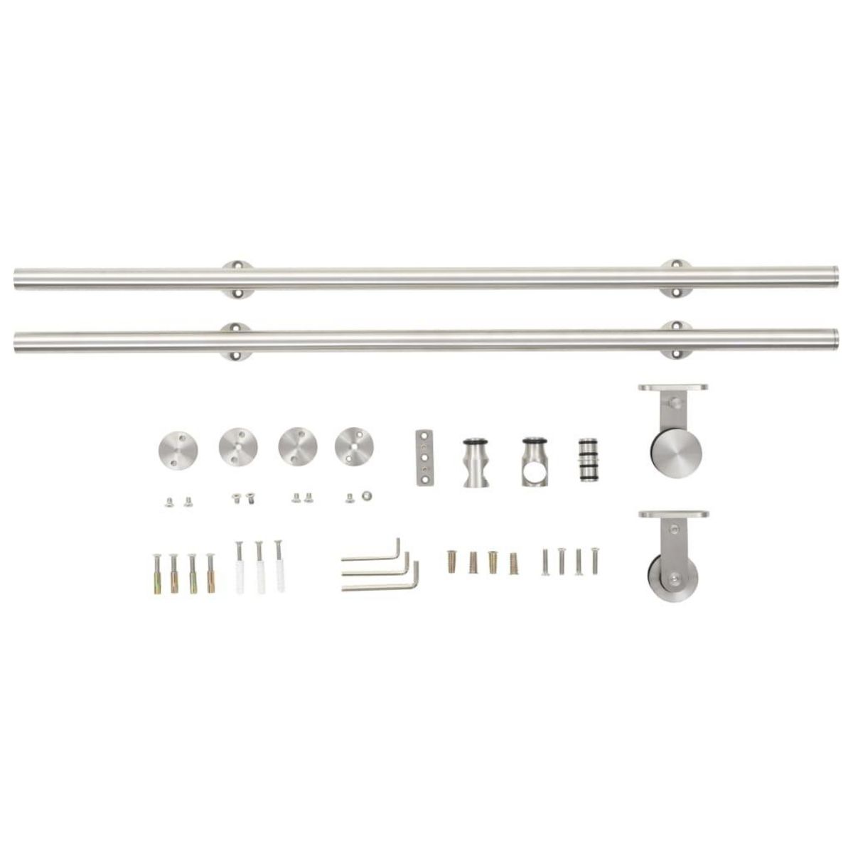 VIDAXL Kit fixation porte coulissante 183 cm Acier inoxydable Argente