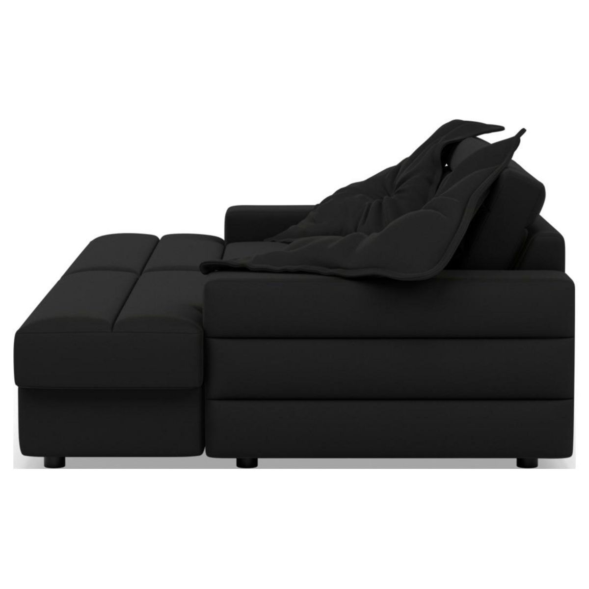 LISA DESIGN Loredana - canapé droit 4 places double méridienne - assise profonde - en tissu texturé