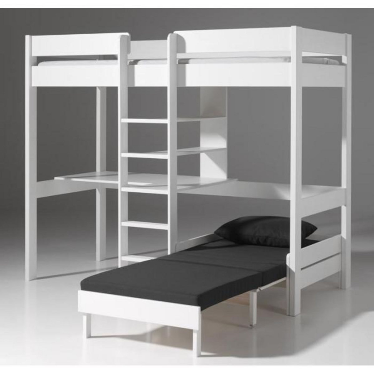 Paris Prix Lit Mezzanine Avec Fauteuil  Pino  90x200cm Blanc