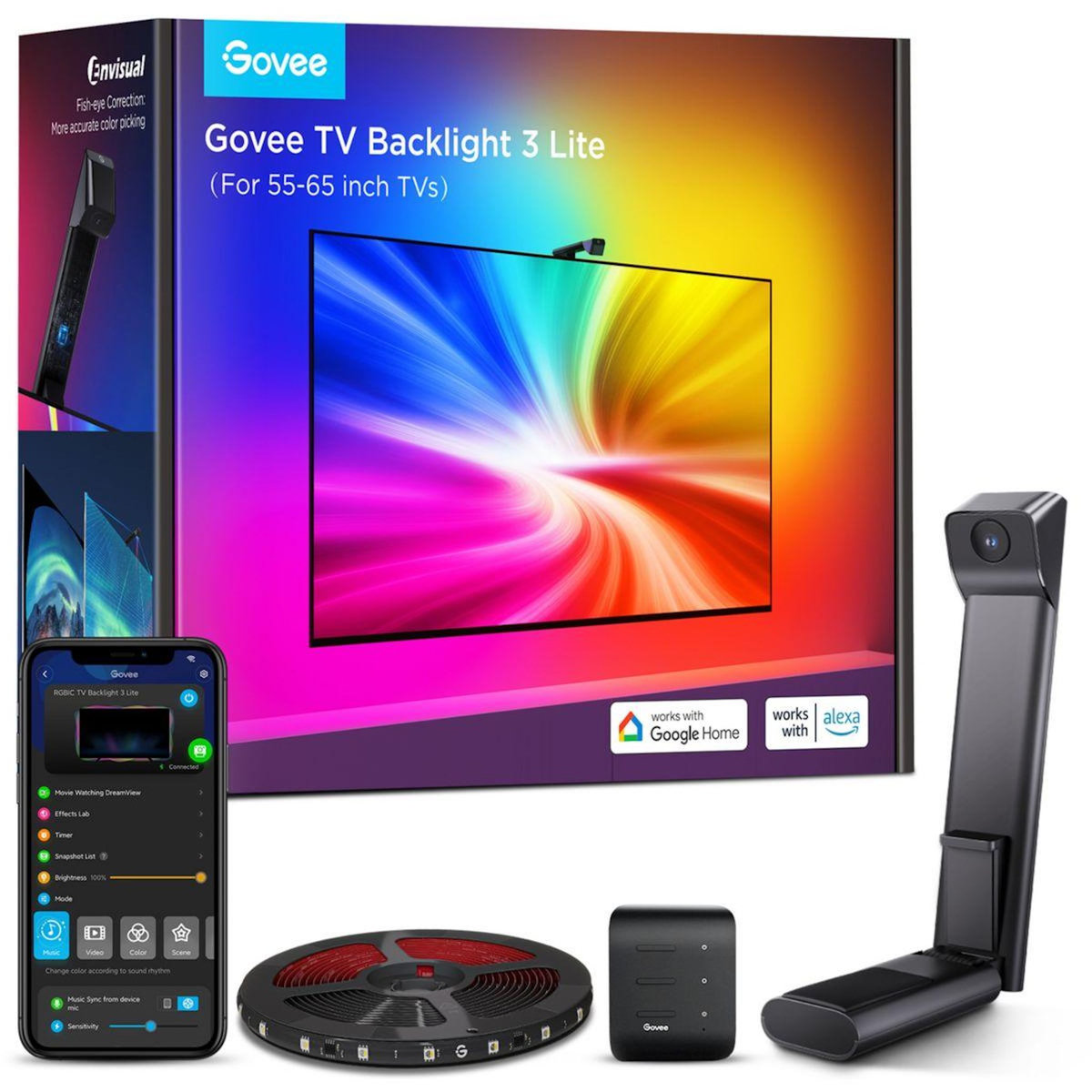 GOVEE Bandeau LED Retroéclairage LED TV avec camera 55 65