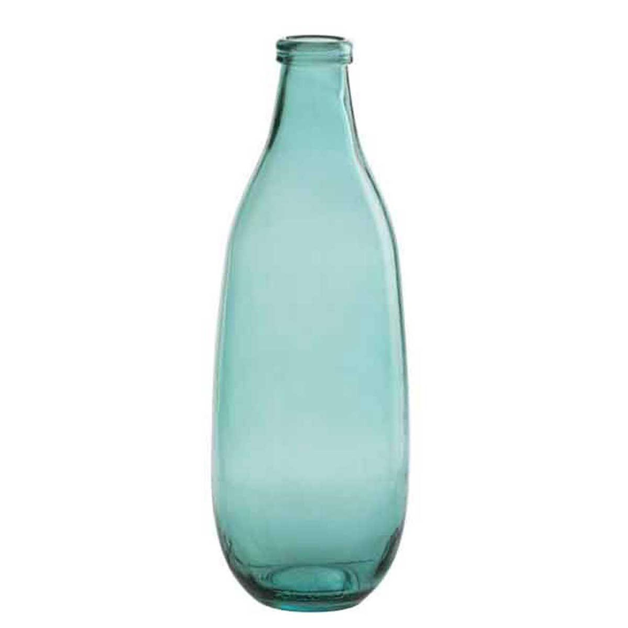 J-LINE Vase design en verre  bouteille  41cm bleu azur