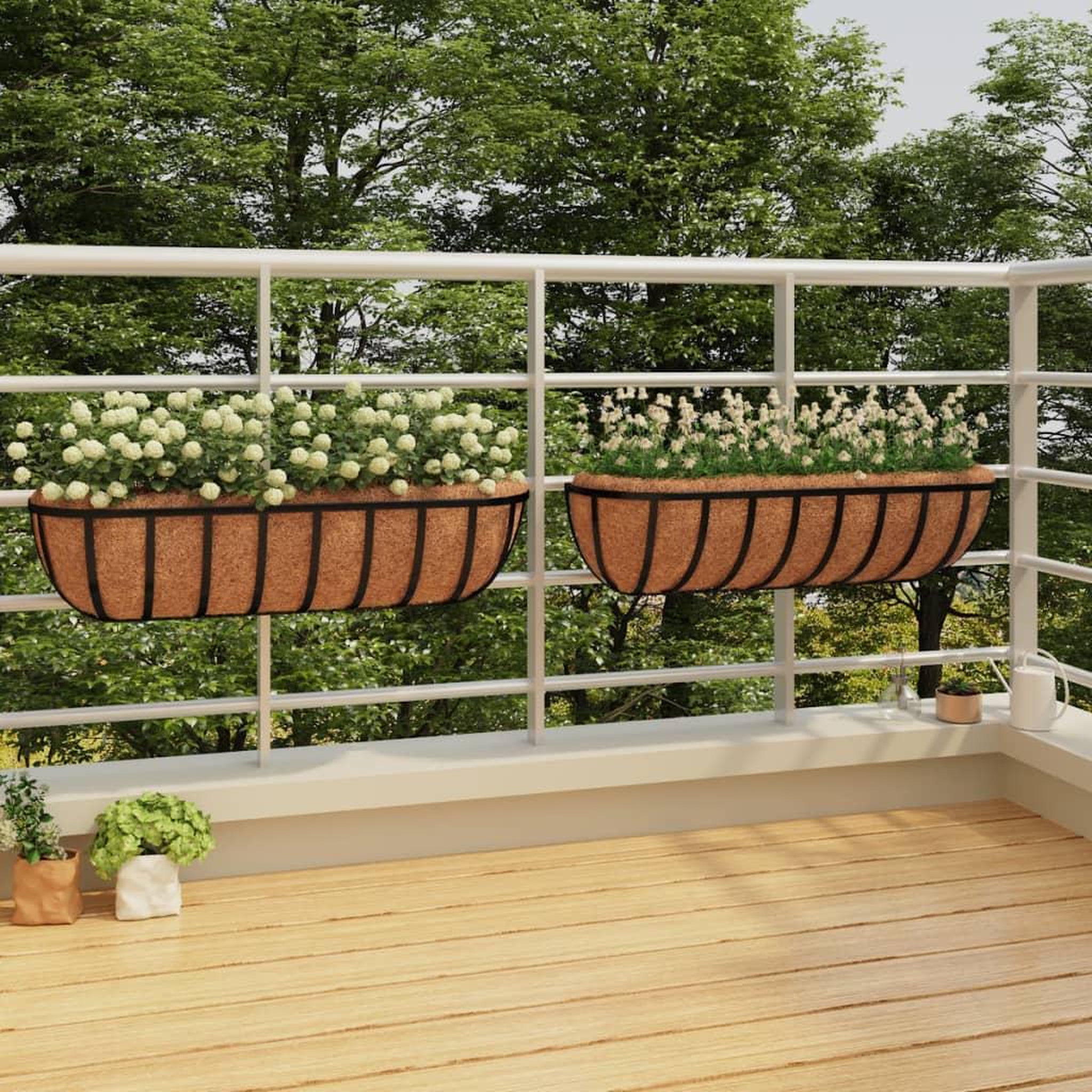 VIDAXL Jardinieres murales 2 pcs en coco noir 61x19x16 cm acier