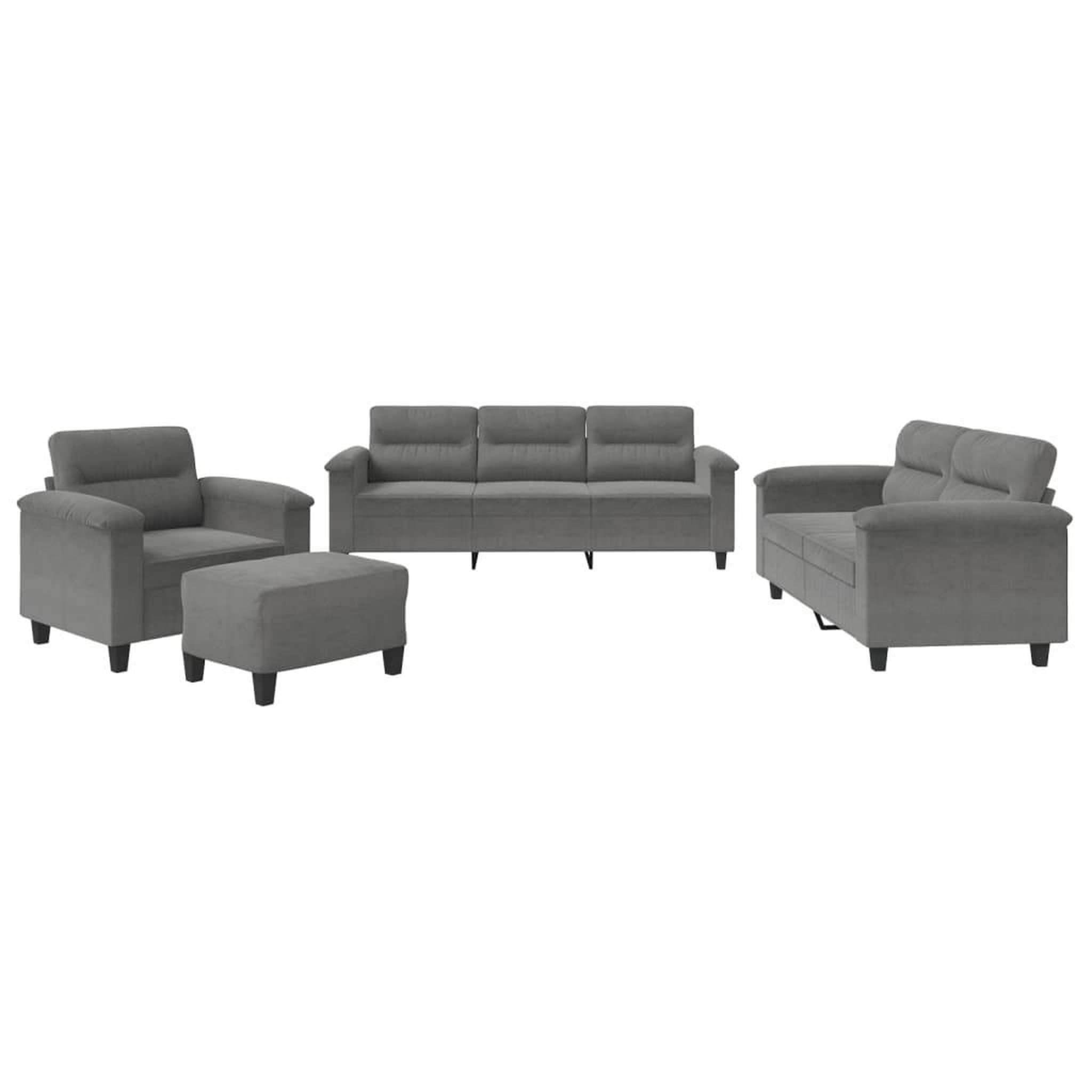 Voir la diapositive 2 : VIDAXL Ensemble de canapes 4 pcs coussins gris fonce tissu microfibre