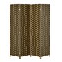 HOMCOM Paravent intérieur 4 panneaux pliables séparateur de pièce bois de peuplier fibres de papier tressée chocolat paille