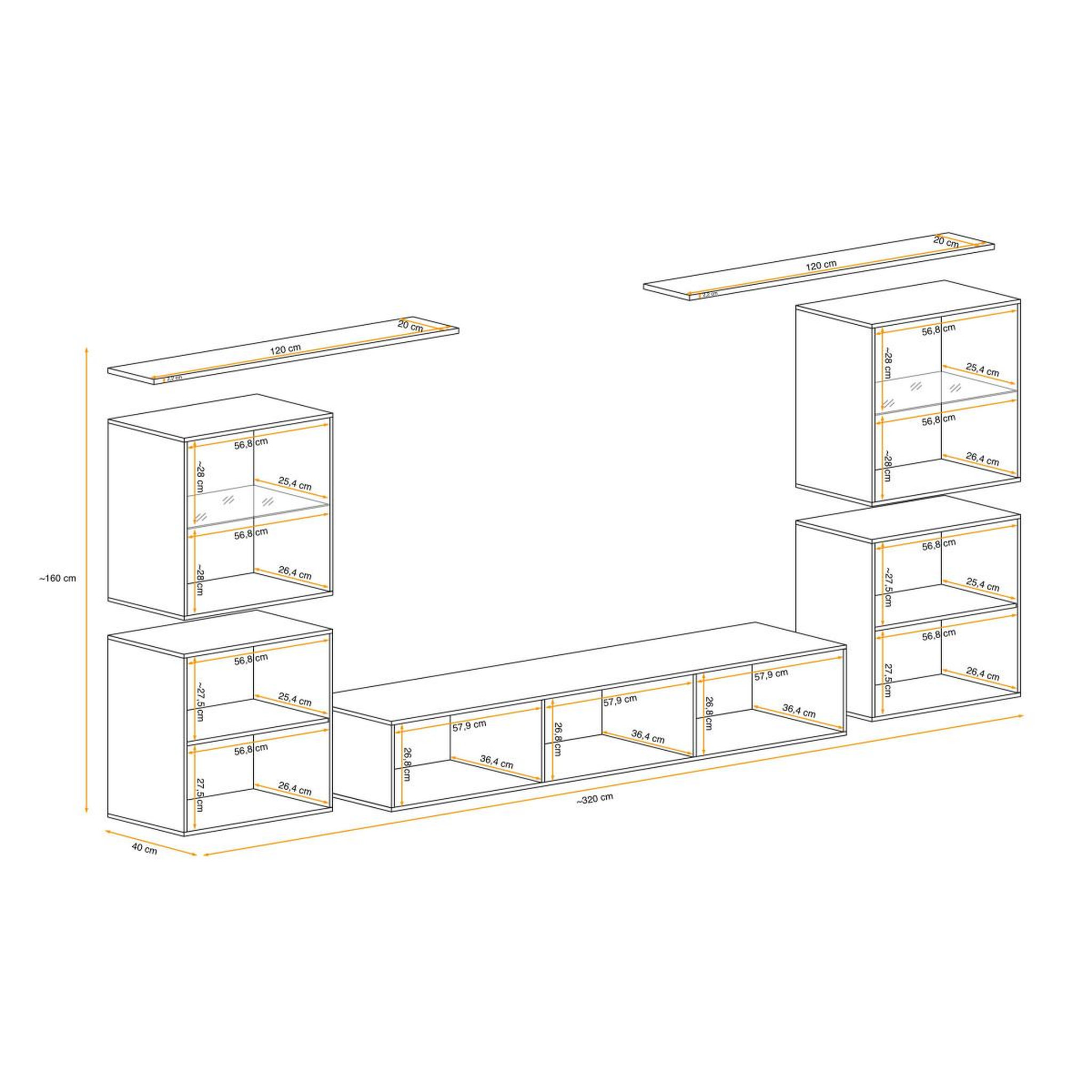 Voir la diapositive 4 : Paris Prix Meuble tv mural design  switch xiv  320cm naturel & blanc