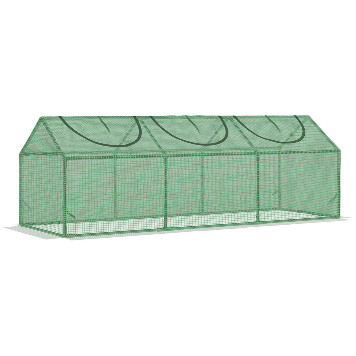 OUTSUNNY Mini serre de jardin serre à tomates 180 x 60 x 60 cm 3 fenêtres zippées enroulables acier thermolaqué PE haute densité vert