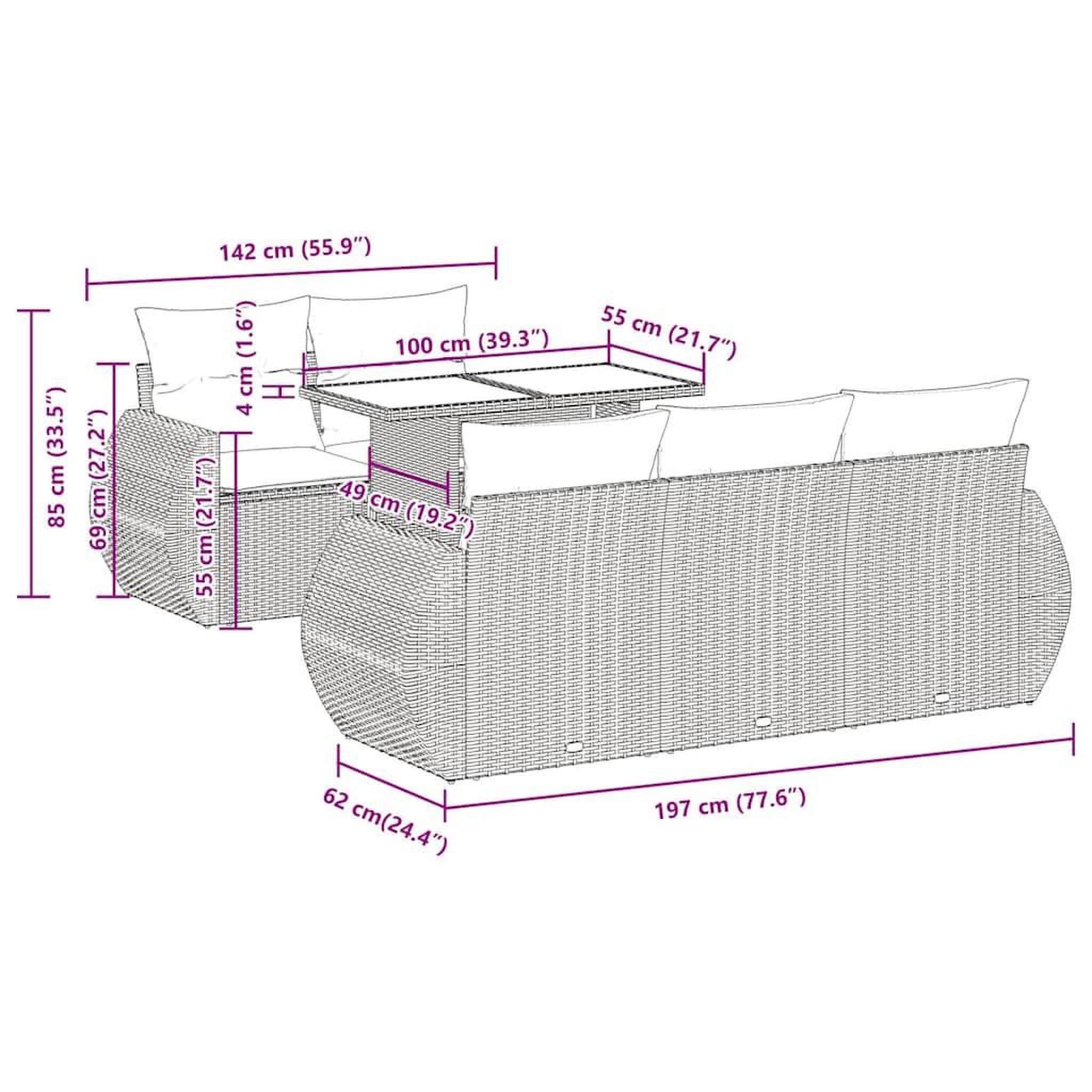 Voir la diapositive 6 : VIDAXL Salon de jardin avec coussins 6 pcs marron resine tressee