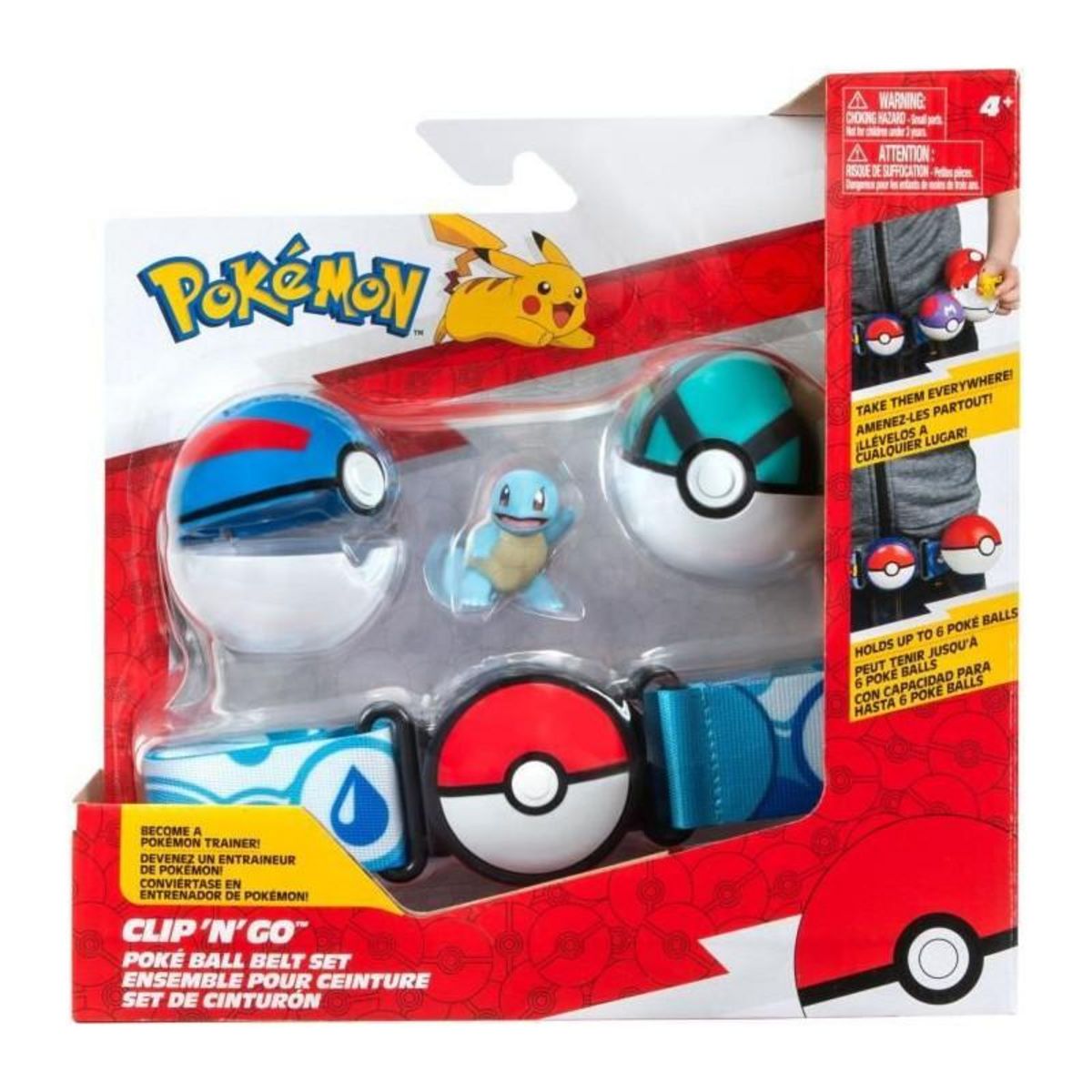 BANDAI Ceinture - BANDAI - Pokémon Clip ‘N' Go - 1 ceinture, 2 Poké Balls et 1 figurine Carapuce 5 cm