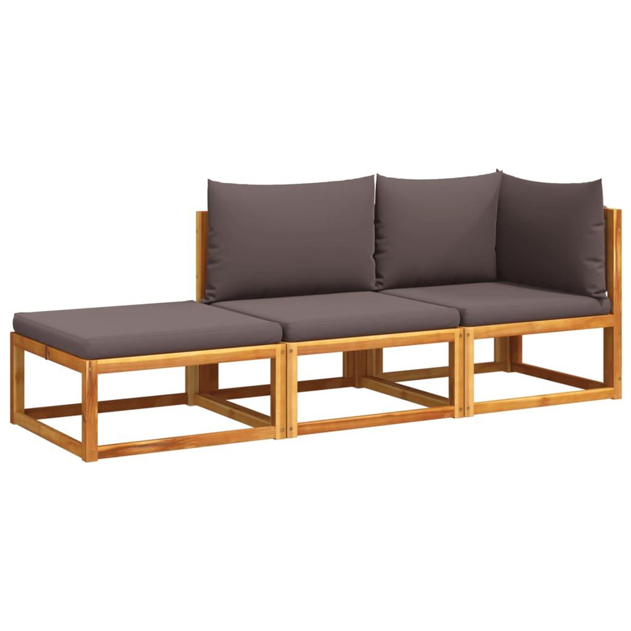Voir la diapositive 2 : VIDAXL Salon de jardin avec coussins 3 pcs bois massif d'acacia