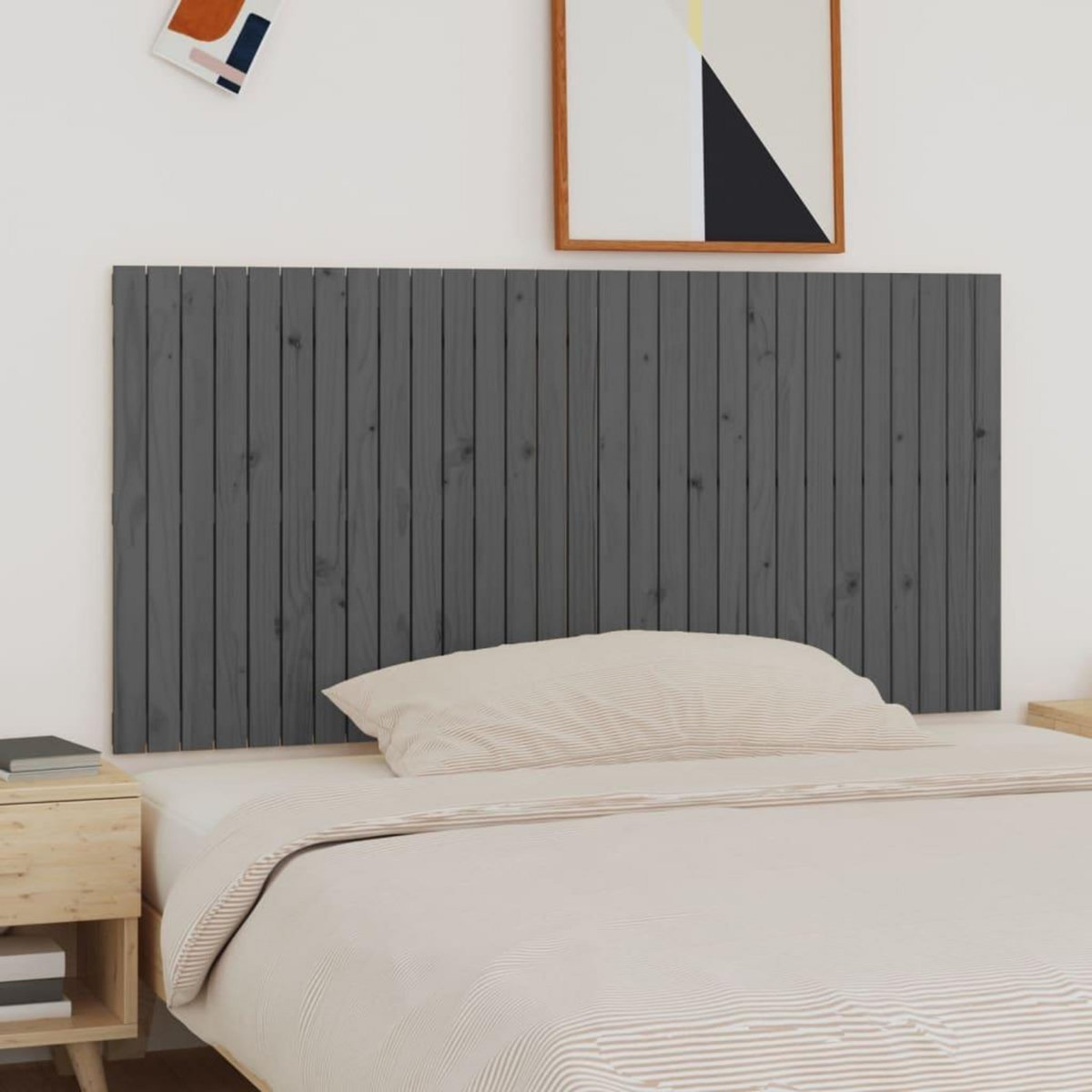 VIDAXL Tete de lit murale Gris 185x3x90 cm Bois massif de pin