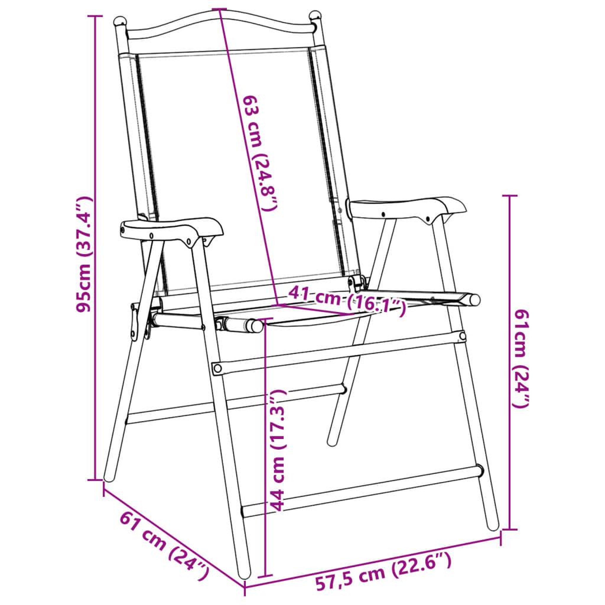 Voir la diapositive 6 : VIDAXL Chaises de jardin pliables lot de 4 en acier et textilene