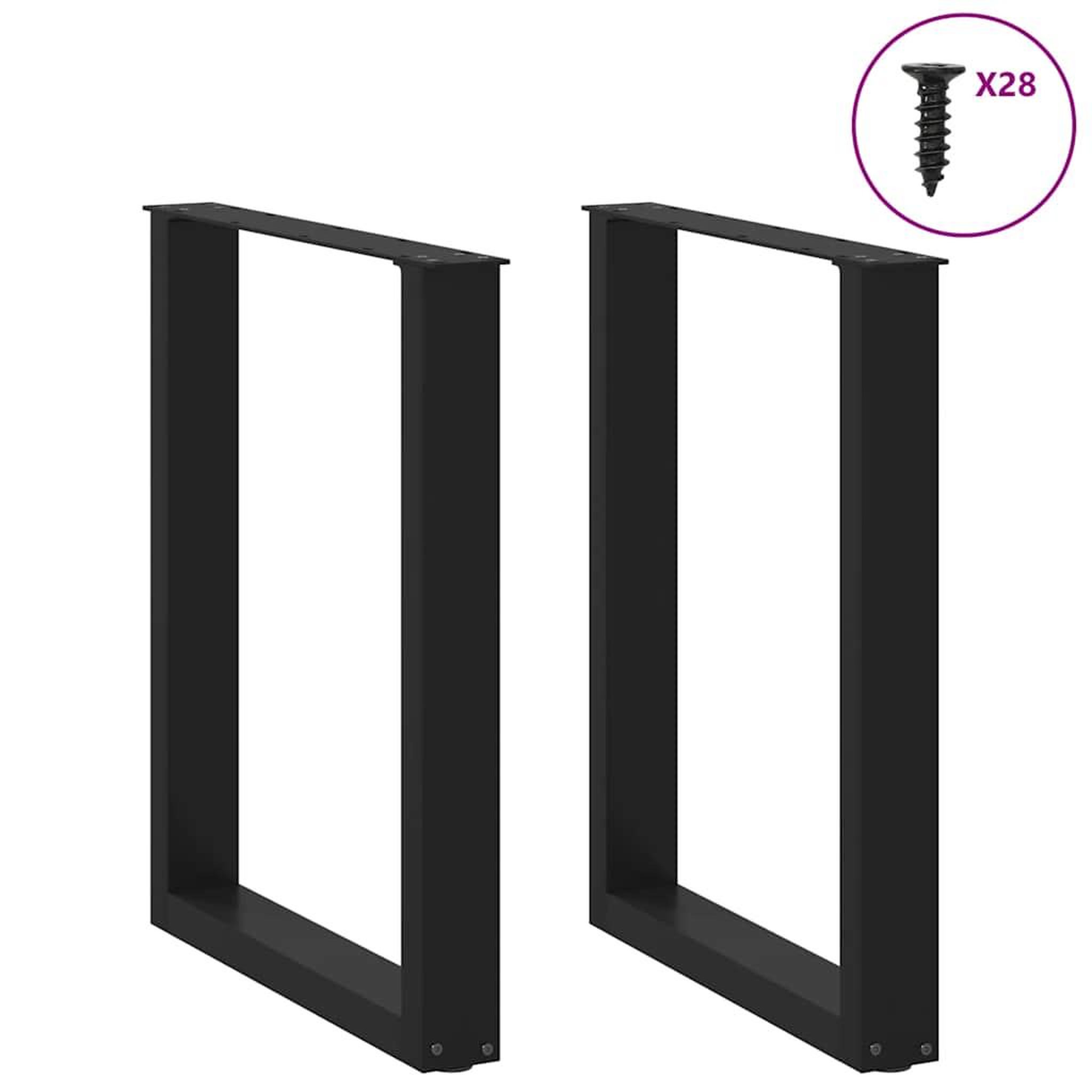 Voir la diapositive 3 : VIDAXL Pieds de table basse forme de U 2 pcs noir 70x(72-73) cm acier