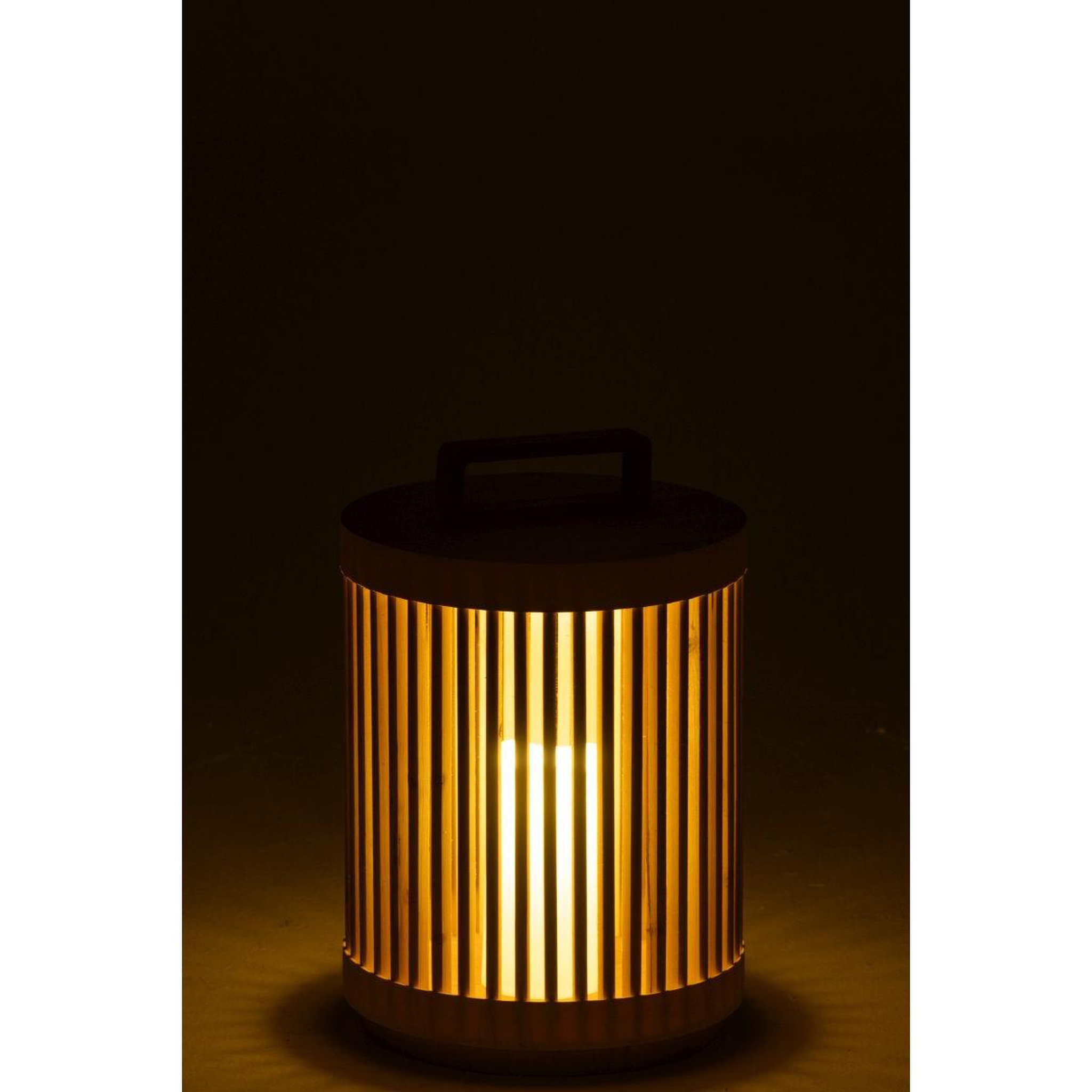 Voir la diapositive 3 : J-LINE Lampe à poser à led en bois  cylindrique  36cm naturel