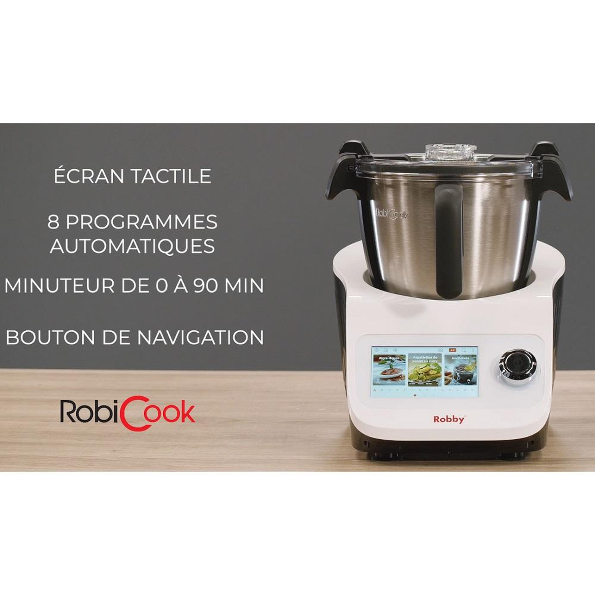 Voir la diapositive 5 : Robby Robot cuiseur multifonctions avec balance intégrée et écran tactile +680 recettes - ROBICOOK