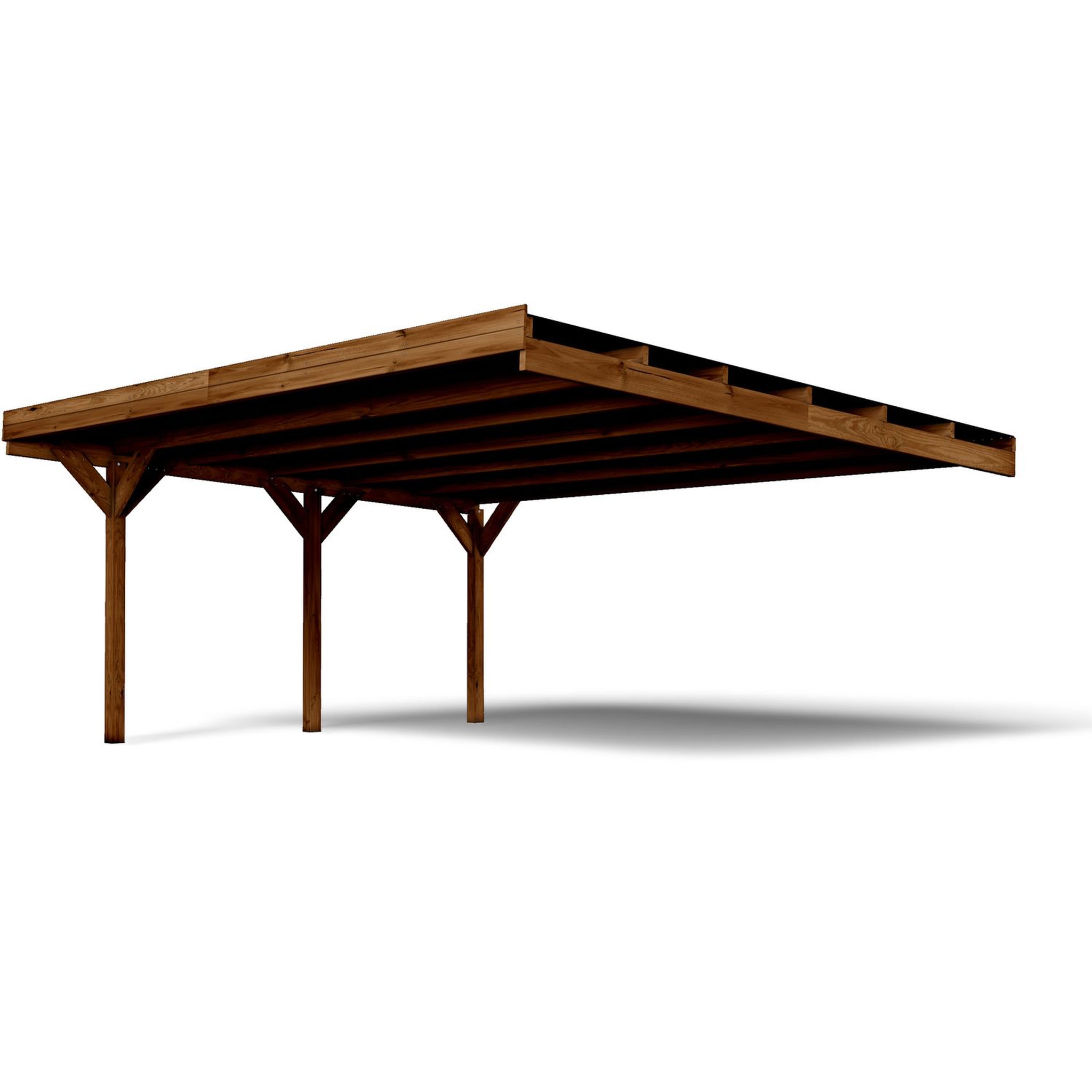 Voir la diapositive 1 : Forest Style Carport adossé toit plat - Bois traité autoclave - 2 voitures - 30,9 m² - VICTOR
