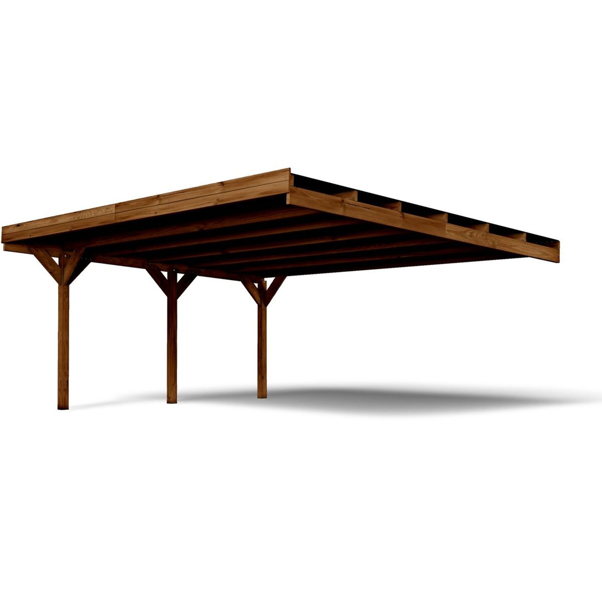 Forest Style Carport adossé toit plat - Bois traité autoclave - 2 voitures - 30,9 m² - VICTOR