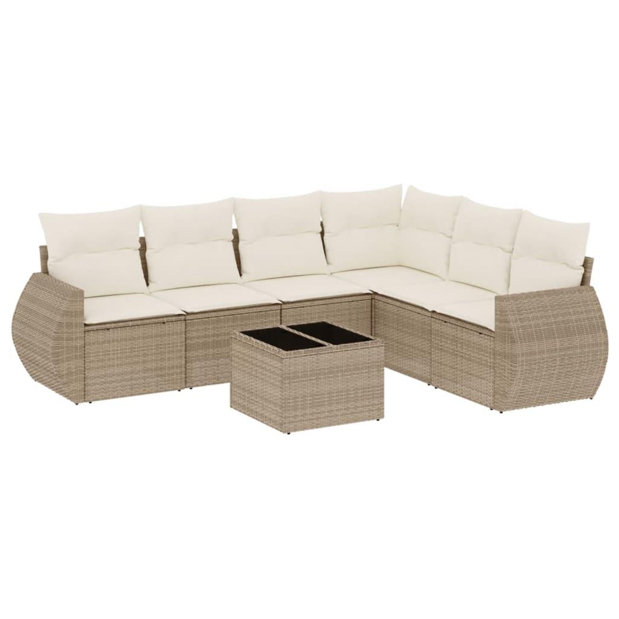 Voir la diapositive 2 : VIDAXL Salon de jardin avec coussins 7 pcs beige resine tressee