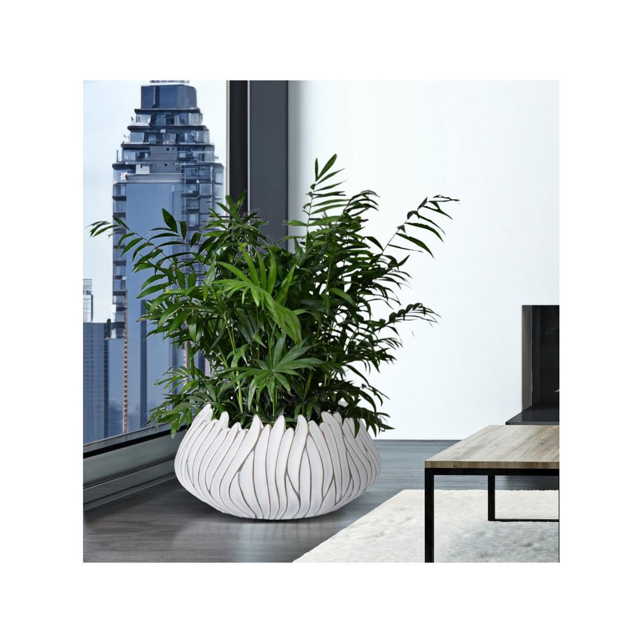 Voir la diapositive 5 : Paris Prix Cache-pot design en relief  honduras  40cm blanc