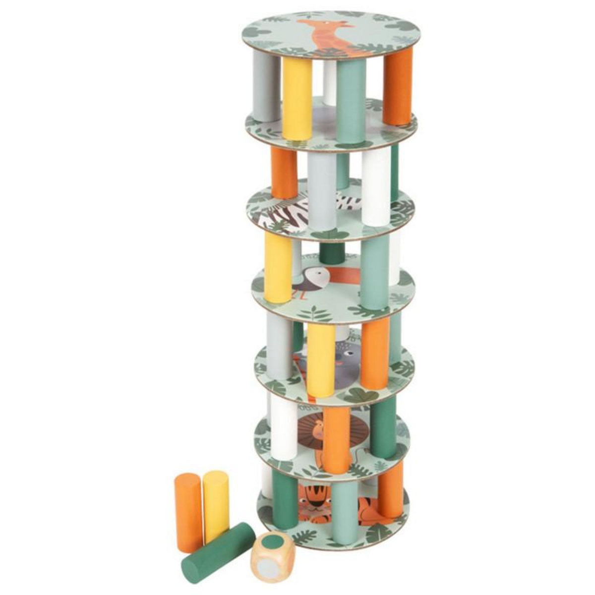 SMALL FOOT Small Foot - Wooden Wobble Tower Safari Game 11958