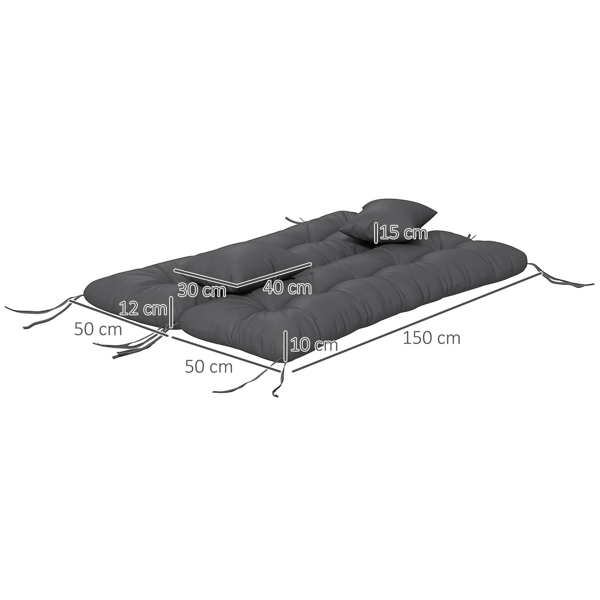 Voir la diapositive 3 : OUTSUNNY Ensemble de 4 coussins d'extérieur pour balancelle gris