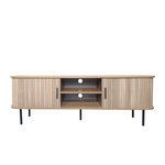 CONCEPT USINE Meuble TV en bois cannelé à portes coulissantes 140cm MANADO