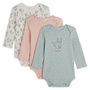 Voir la diapositive 1 : INEXTENSO Lot de 3 bodies manches longues chat bébé fille