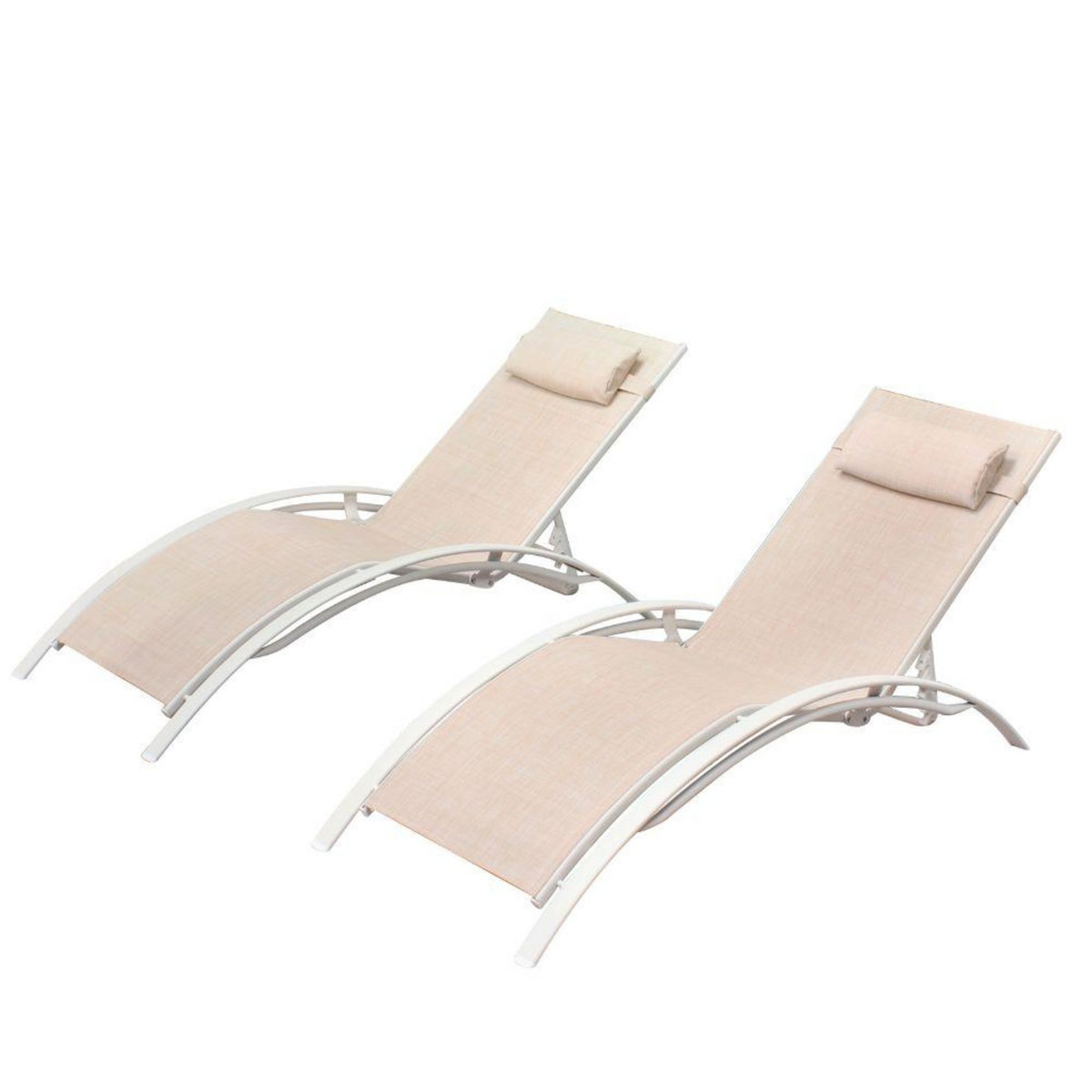 CONCEPT USINE Lot de 2 transats empilables et ajustables écru- blanc BAHIA