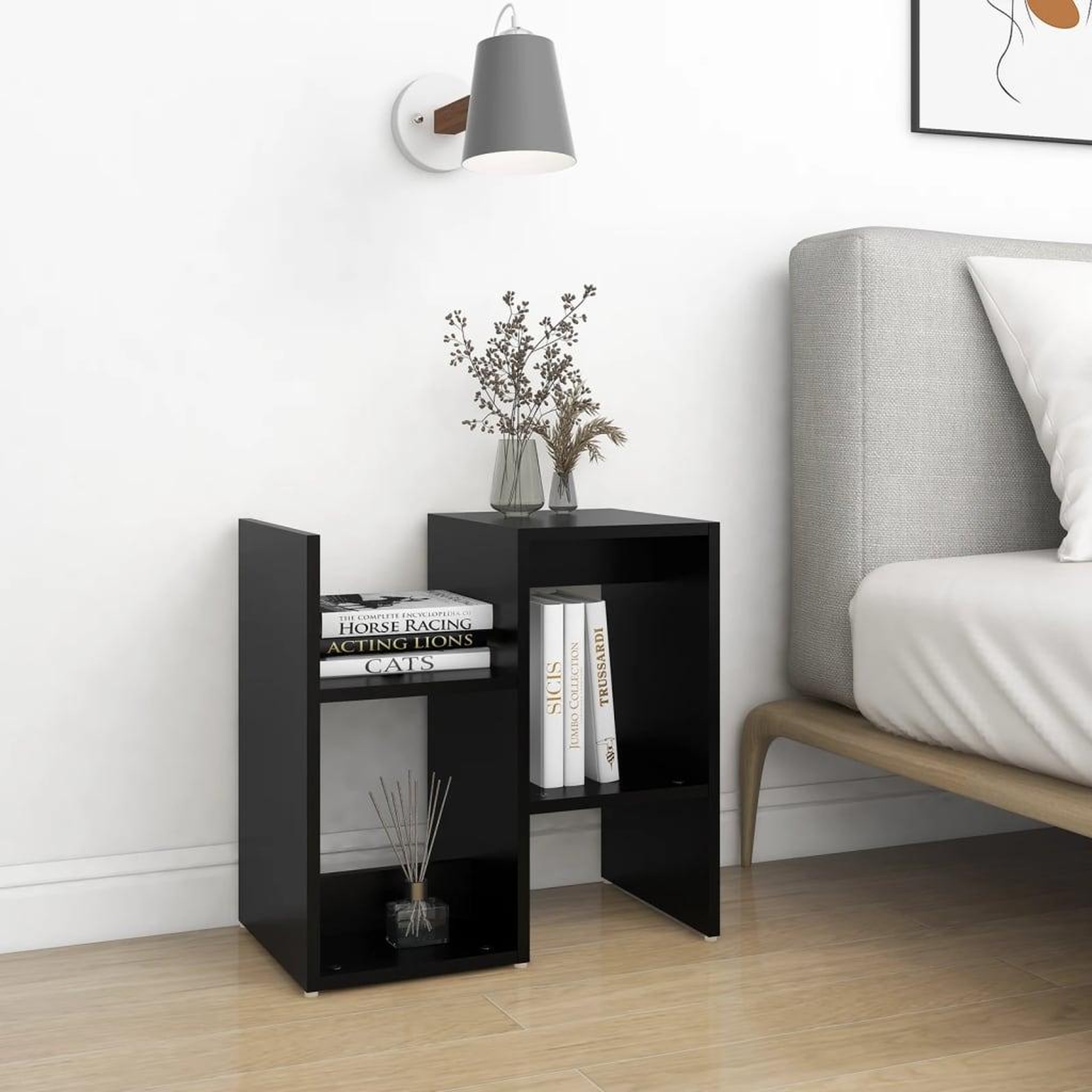 Voir la diapositive 3 : VIDAXL Table de chevet noir 50x30x51,5 cm bois d'ingenierie