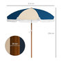 Voir la diapositive 3 : OUTSUNNY Parasol inclinable de jardin Ø 213 cm style vintage franges bleu beige