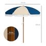 Voir la diapositive 3 : OUTSUNNY Parasol inclinable de jardin Ø 213 cm style vintage franges bleu beige