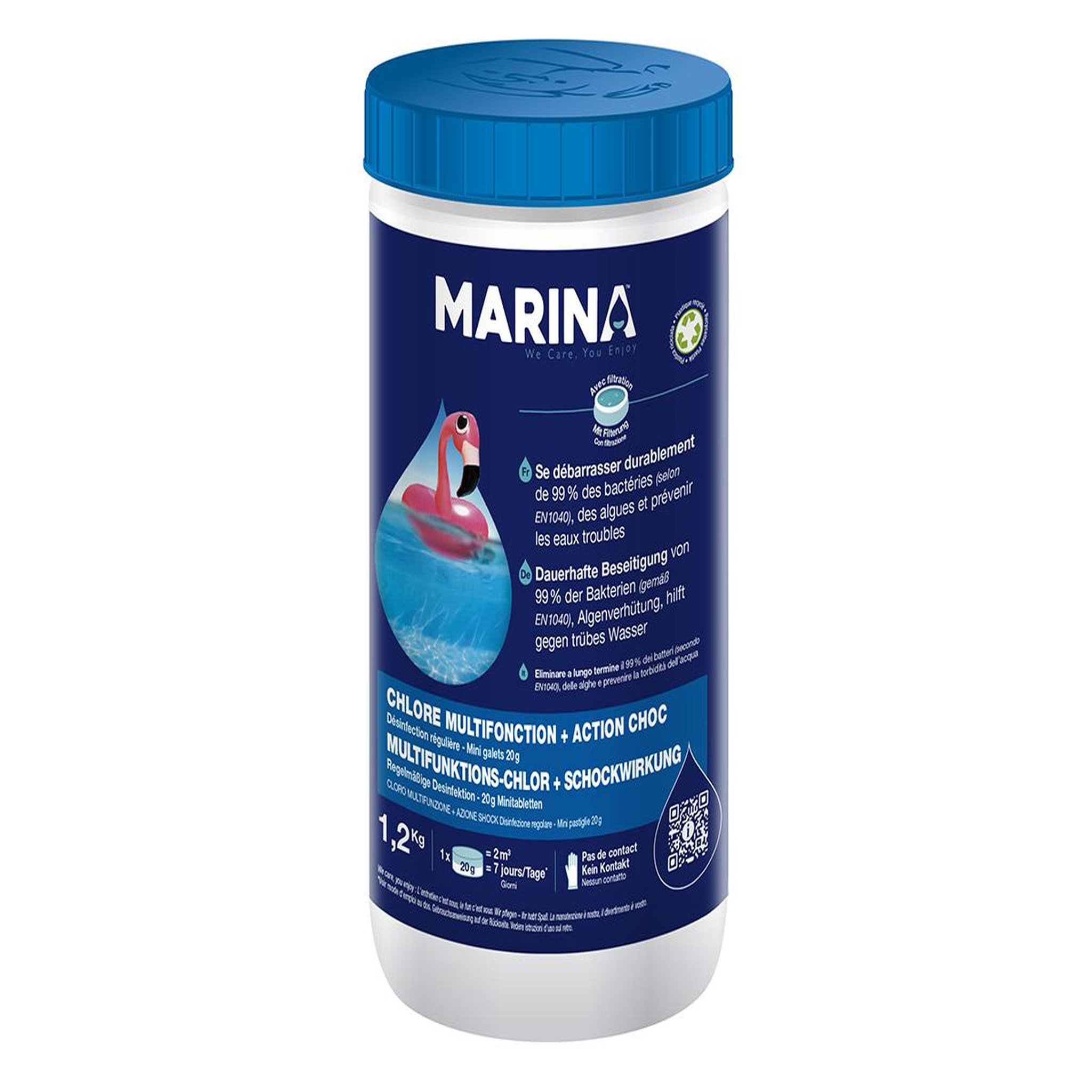 MARINA Chlore multifonction + Action choc galets bi-couche 1,2 kg - Marina