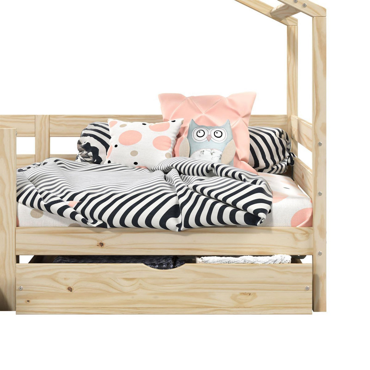 IDIMEX Lit cabane ENA avec tiroirs, 90 x 200 cm en pin massif