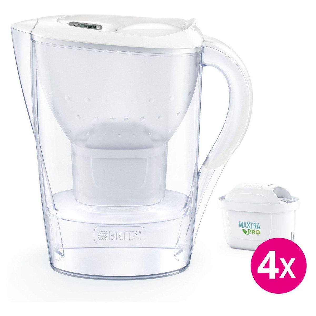 BRITA MAXTRA Carafe filtrante Marella blanche (2.4L) inclus 4 cartouches filtrantes