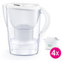 Voir la diapositive 1 : BRITA MAXTRA Carafe filtrante Marella blanche (2.4L) inclus 4 cartouches filtrantes