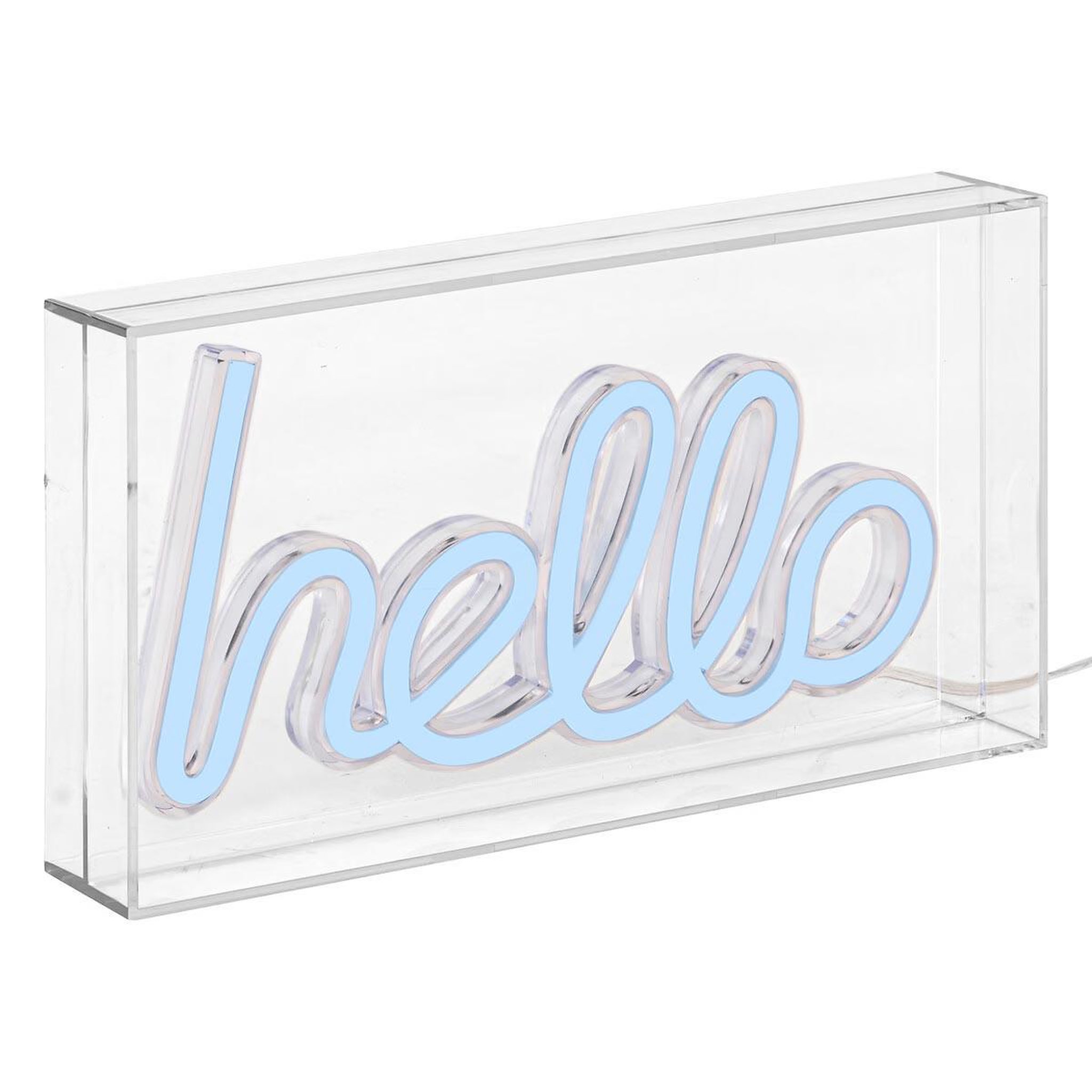 ATMOSPHERA Lampe néon led à poser  hello  23cm bleu
