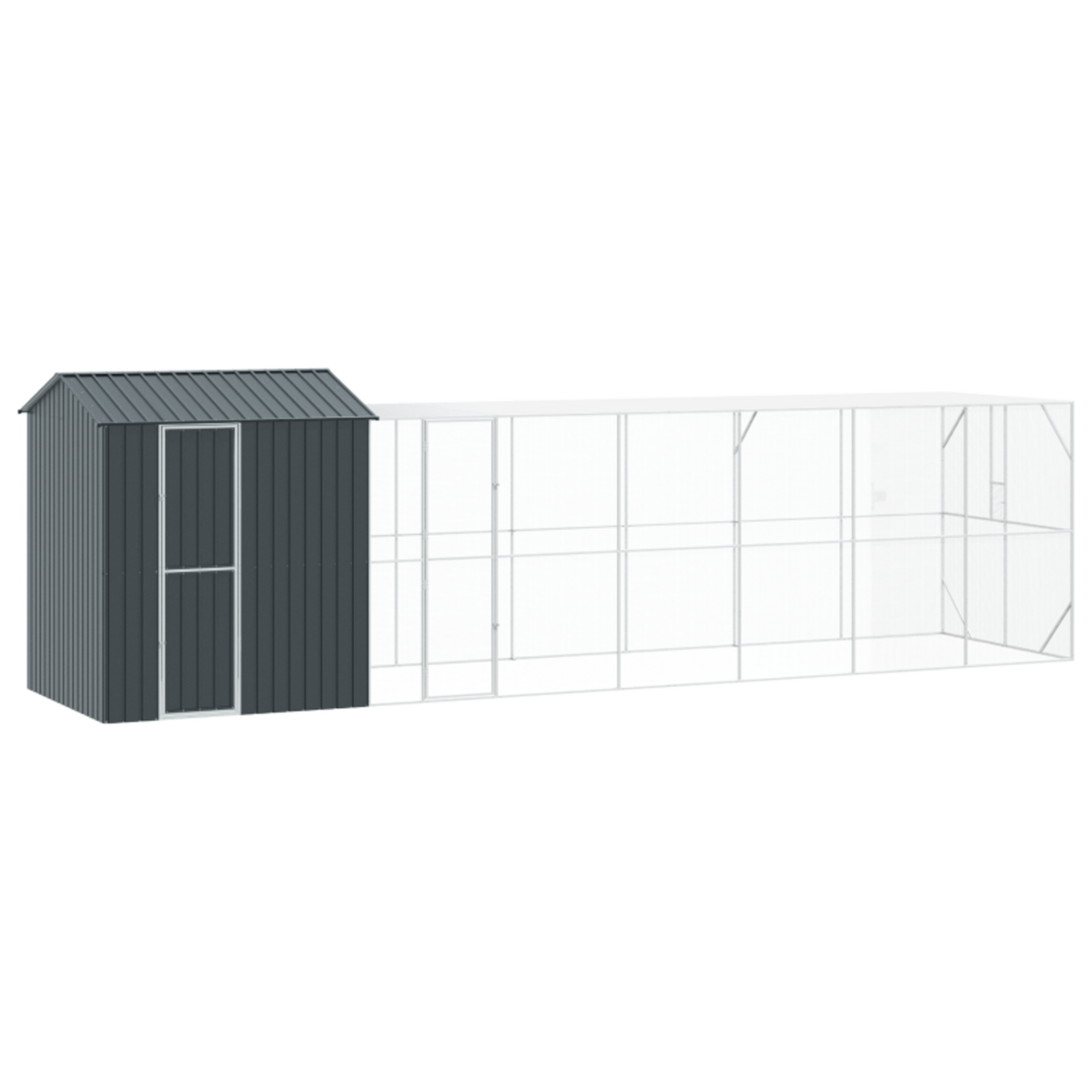 VIDAXL Aviary pour oiseaux avec extension anthracite 210x817x247 cm en acier