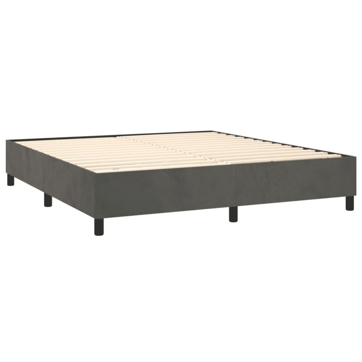 VIDAXL Sommier a lattes de lit et matelas Gris fonce 200x200cm Velours