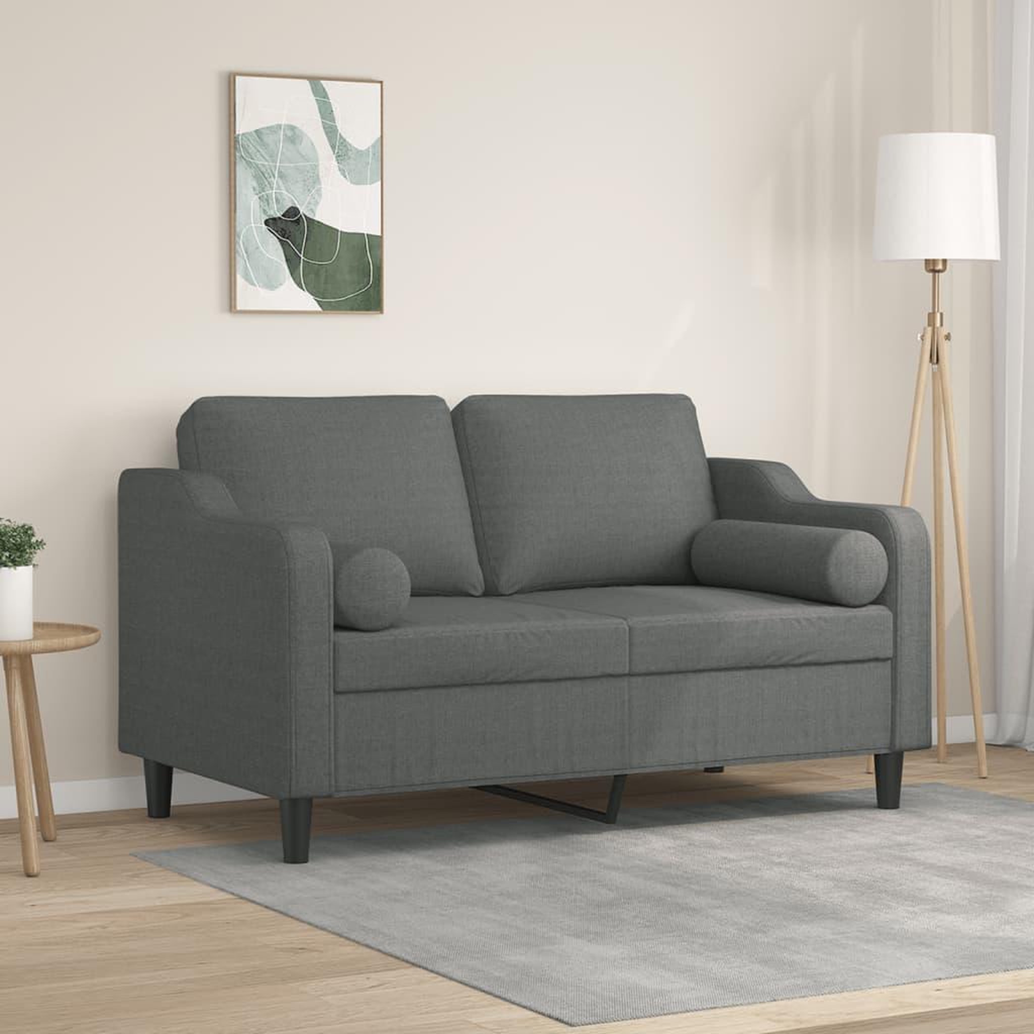 VIDAXL Canape 2 places avec oreillers gris fonce 120 cm tissu