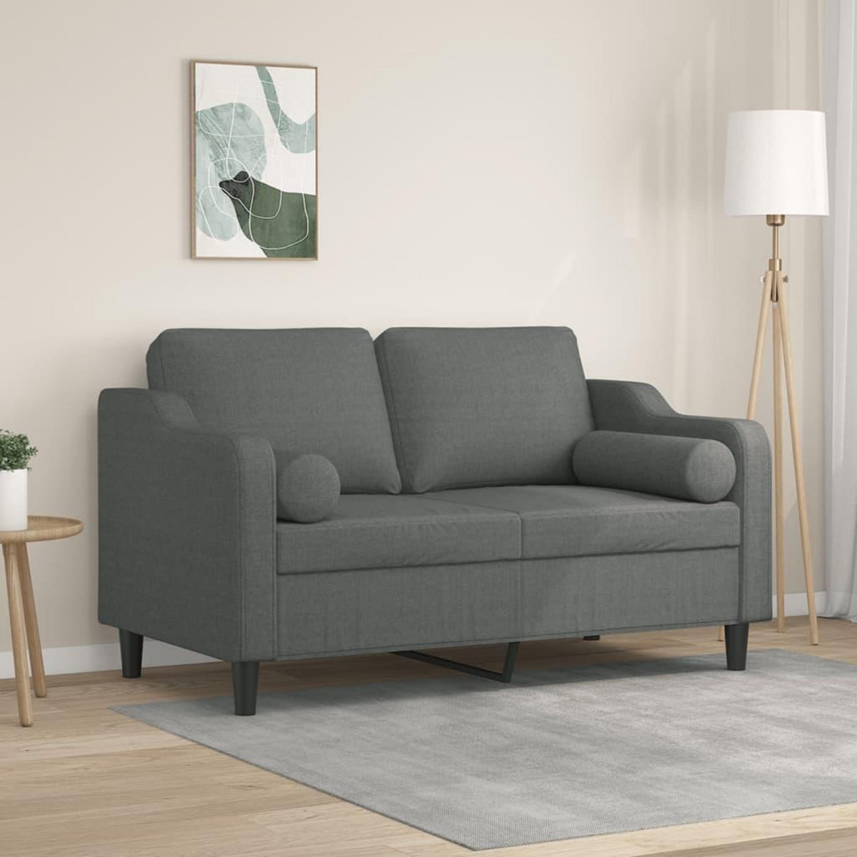 VIDAXL Canape 2 places avec oreillers gris fonce 120 cm tissu