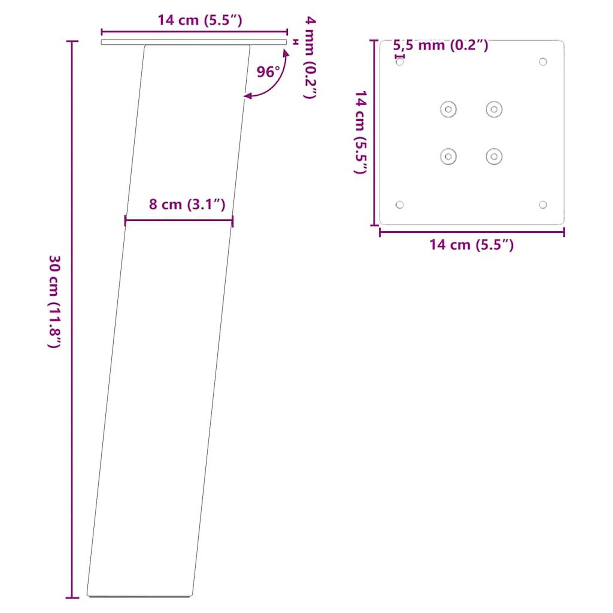 Voir la diapositive 6 : VIDAXL Pieds de table basse acier naturel 4 pcs 30 cm acier