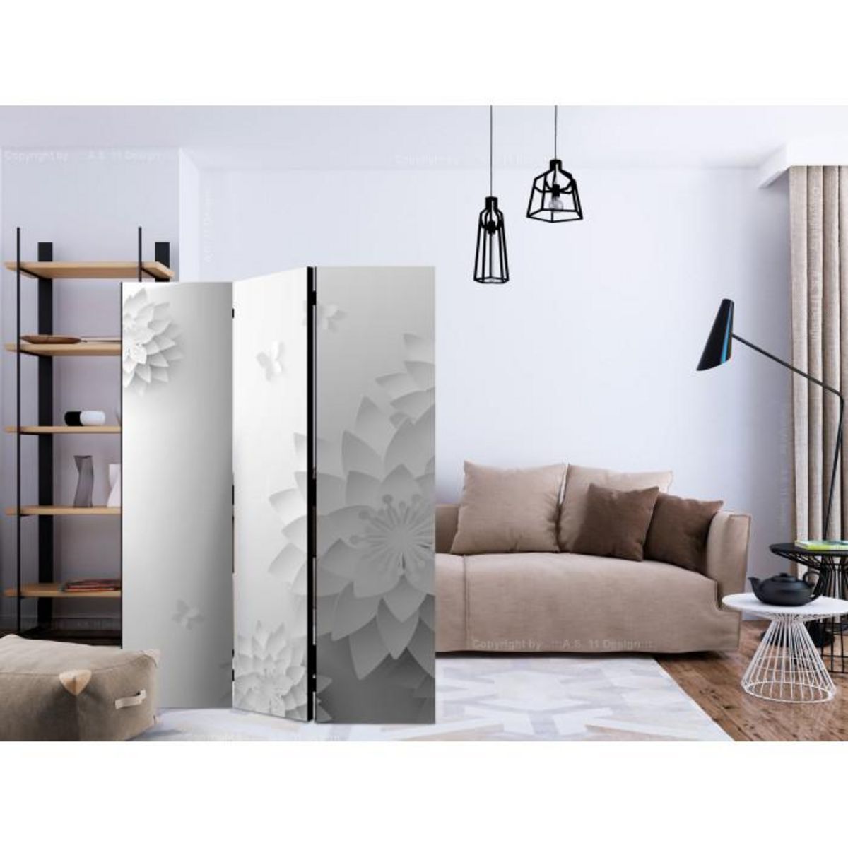 Paris Prix Paravent 3 Volets  Oriental Flowers  135x172cm