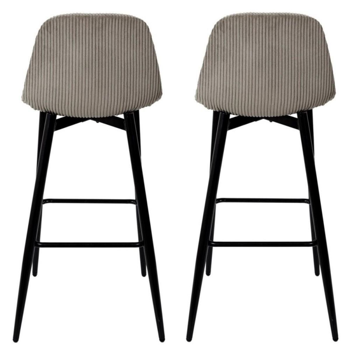The Home Deco Factory Lot de 2 tabourets de bar côtelé SCOTT