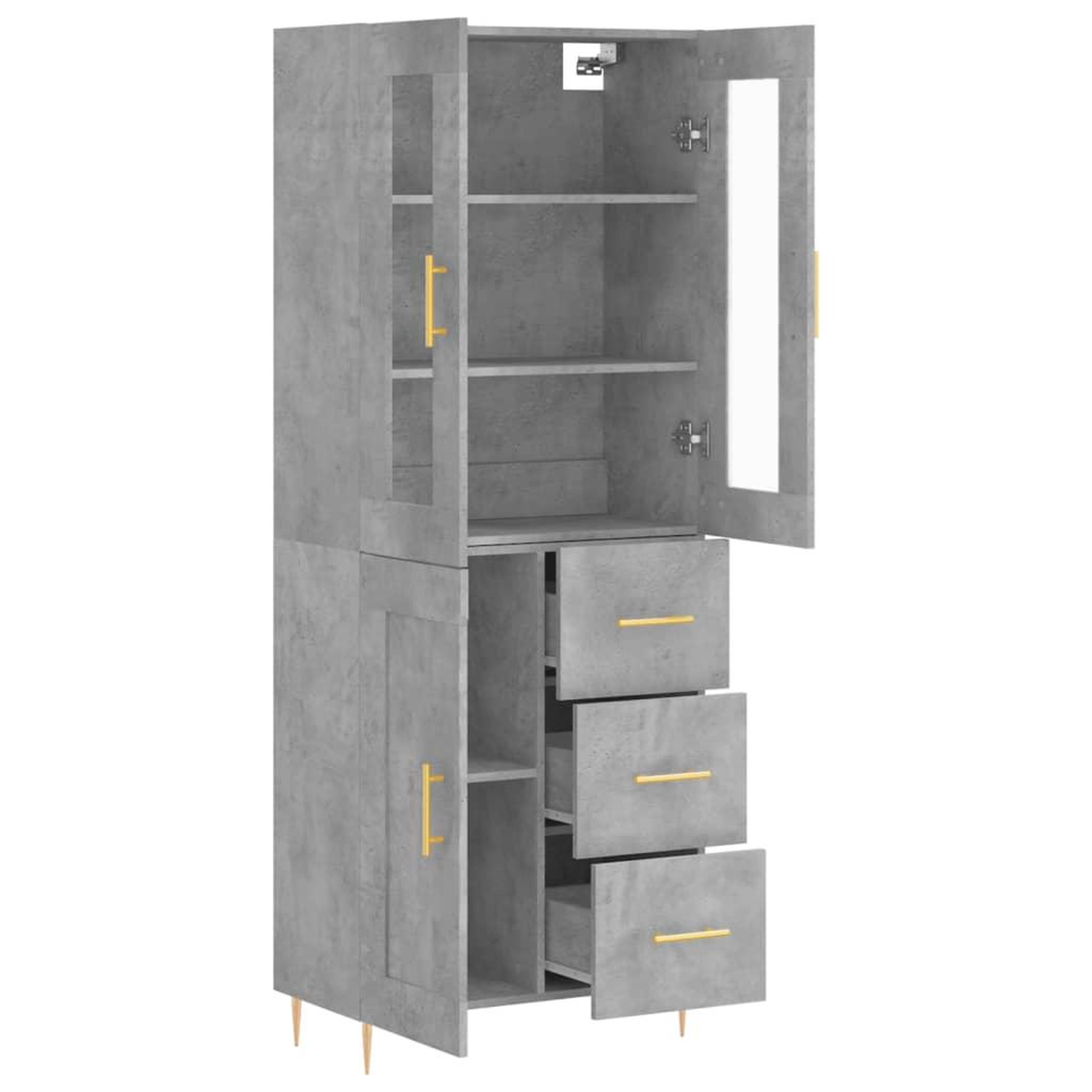 Voir la diapositive 4 : VIDAXL Buffet haut Gris beton 69,5x34x180 cm Bois d'ingenierie
