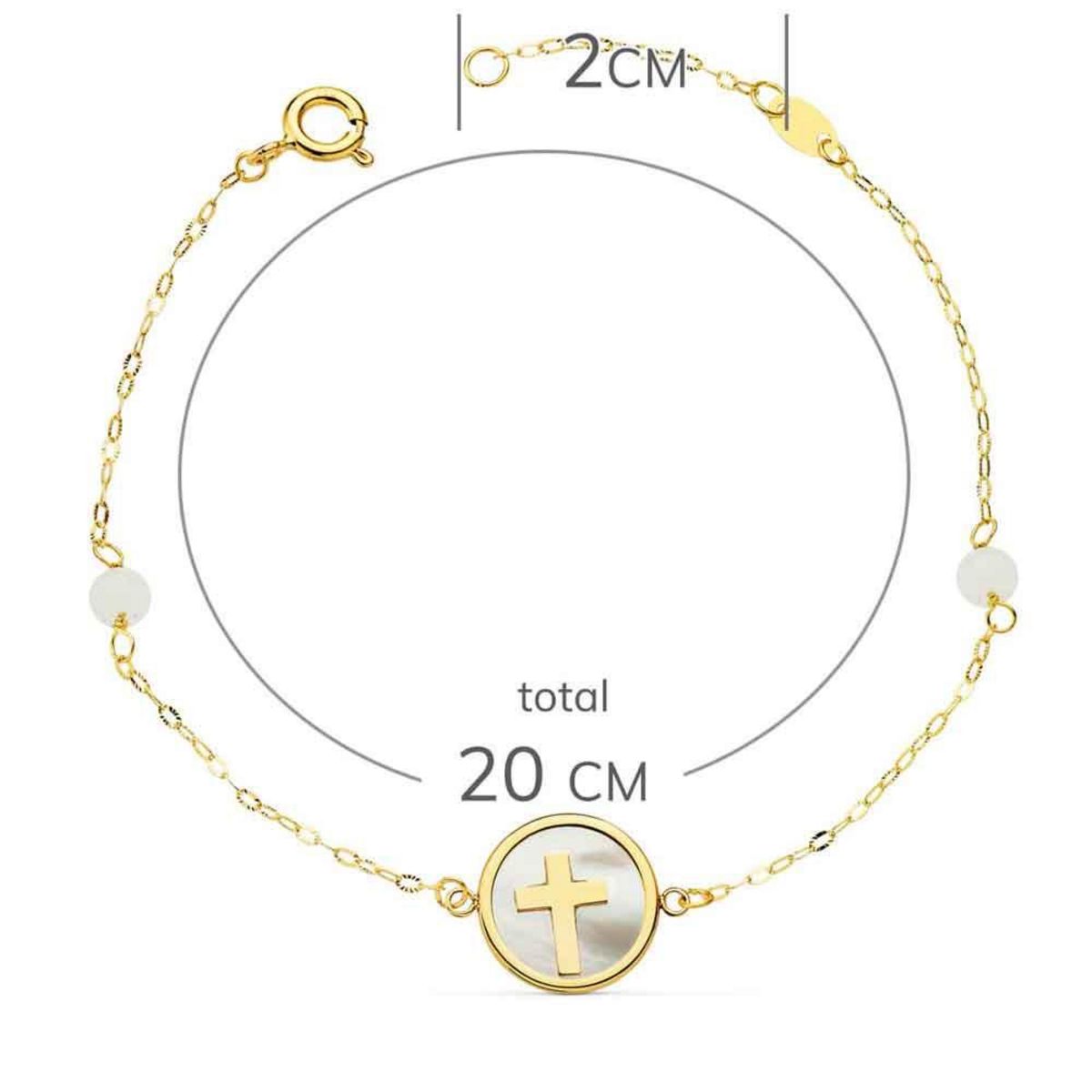 L'ATELIER D'AZUR Bracelet Or 18 Carats 750 Jaune Nacre - Croix