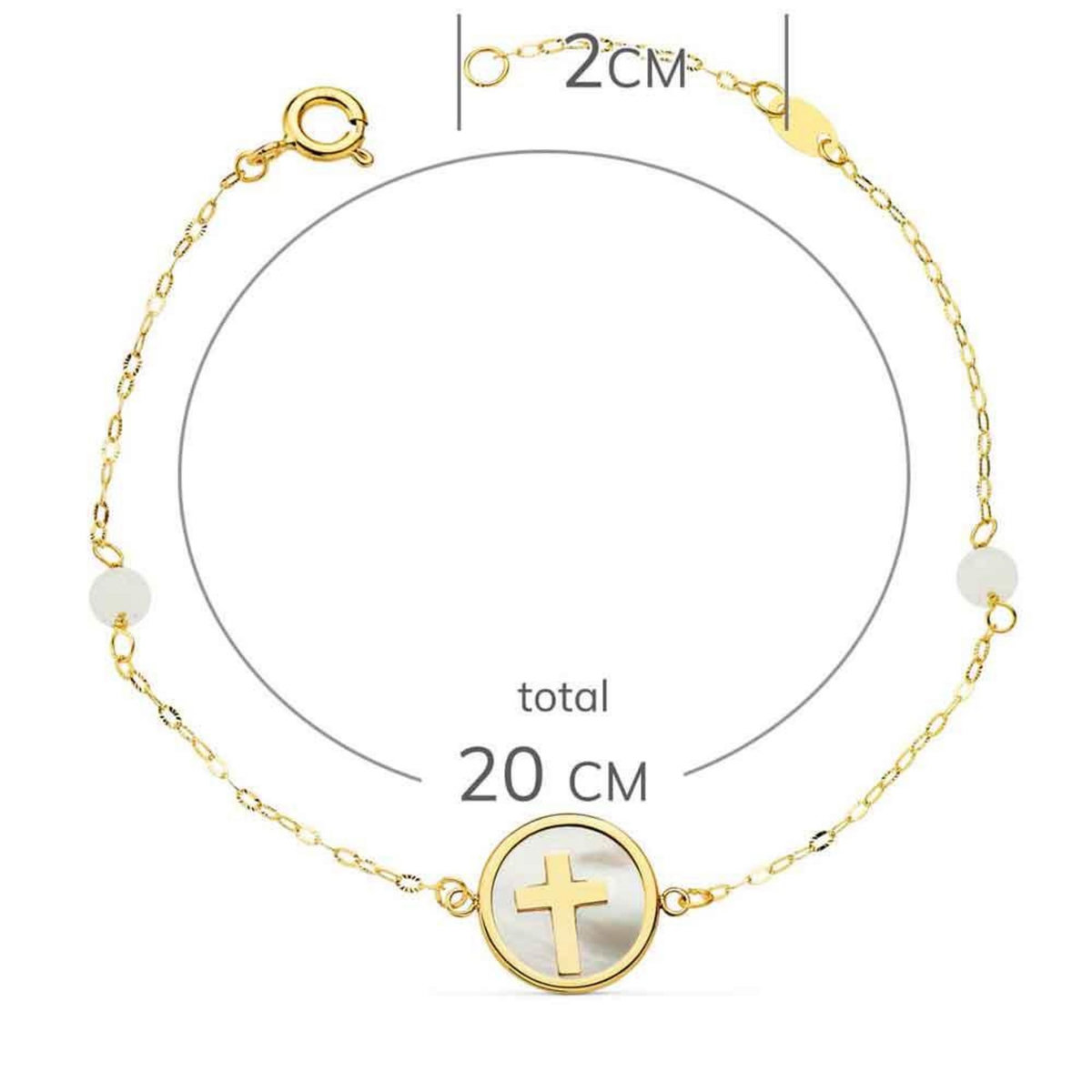 L'ATELIER D'AZUR Bracelet Or 18 Carats 750 Jaune Nacre - Croix
