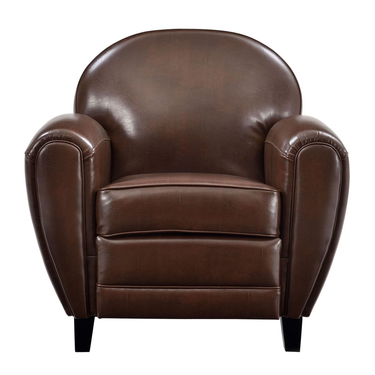 Rendez vous déco Fauteuil noir en croute de cuir enduite - Club